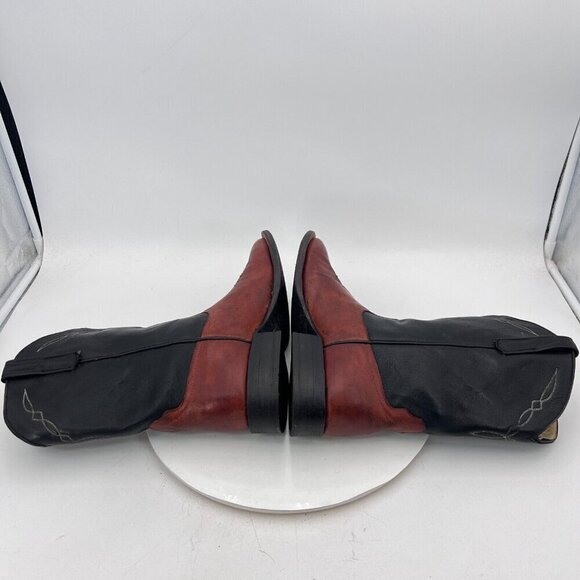 Dennard's Western Wear Men Size 9 Brown Black Color Block Leather Western Boot - Picture 8 of 16